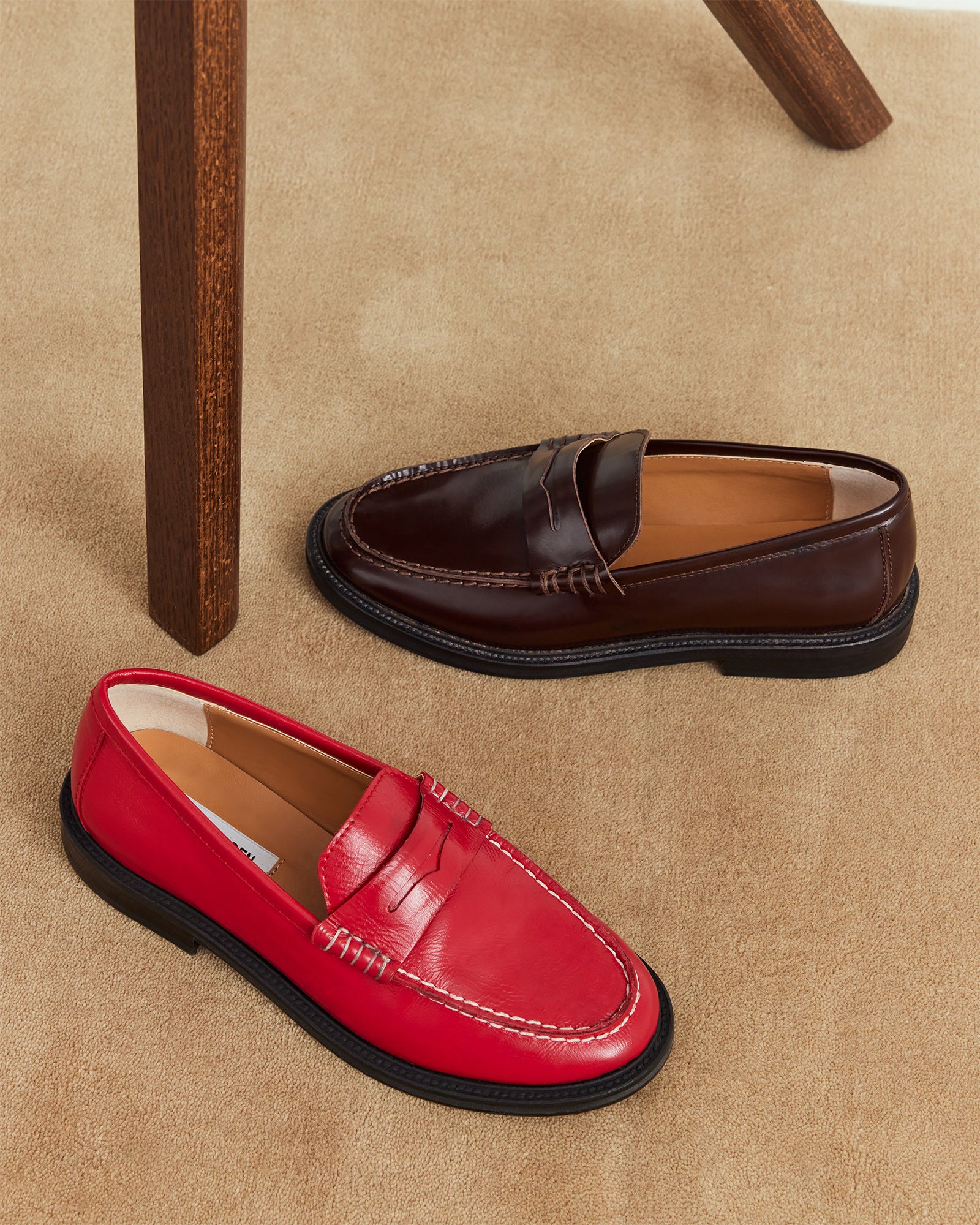 Steve Madden Women's Madison Box Leather Loafers - Burgundy
