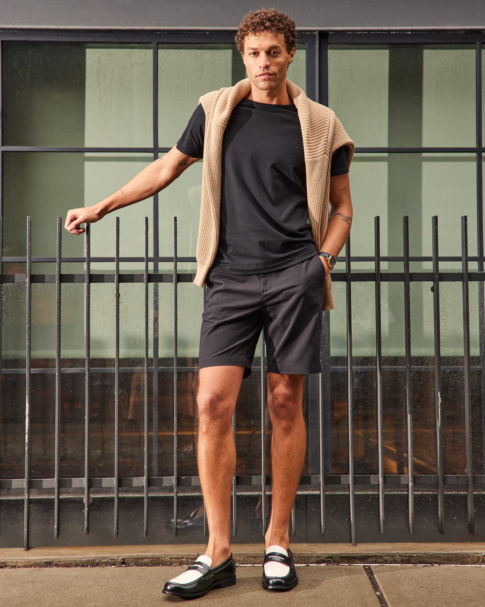 NATAN Black White Leather Dress Loafer