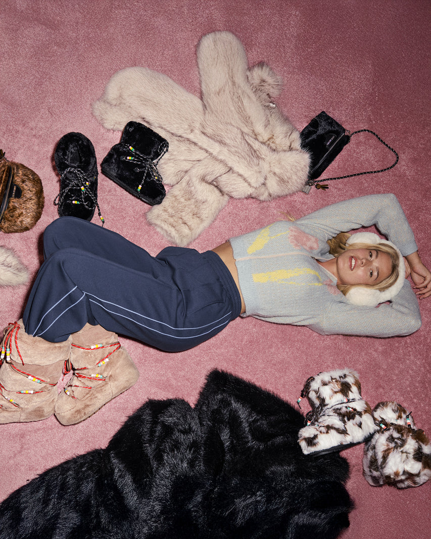 ALL OVER FAUX EARMUFFS ANTIQUE WHITE