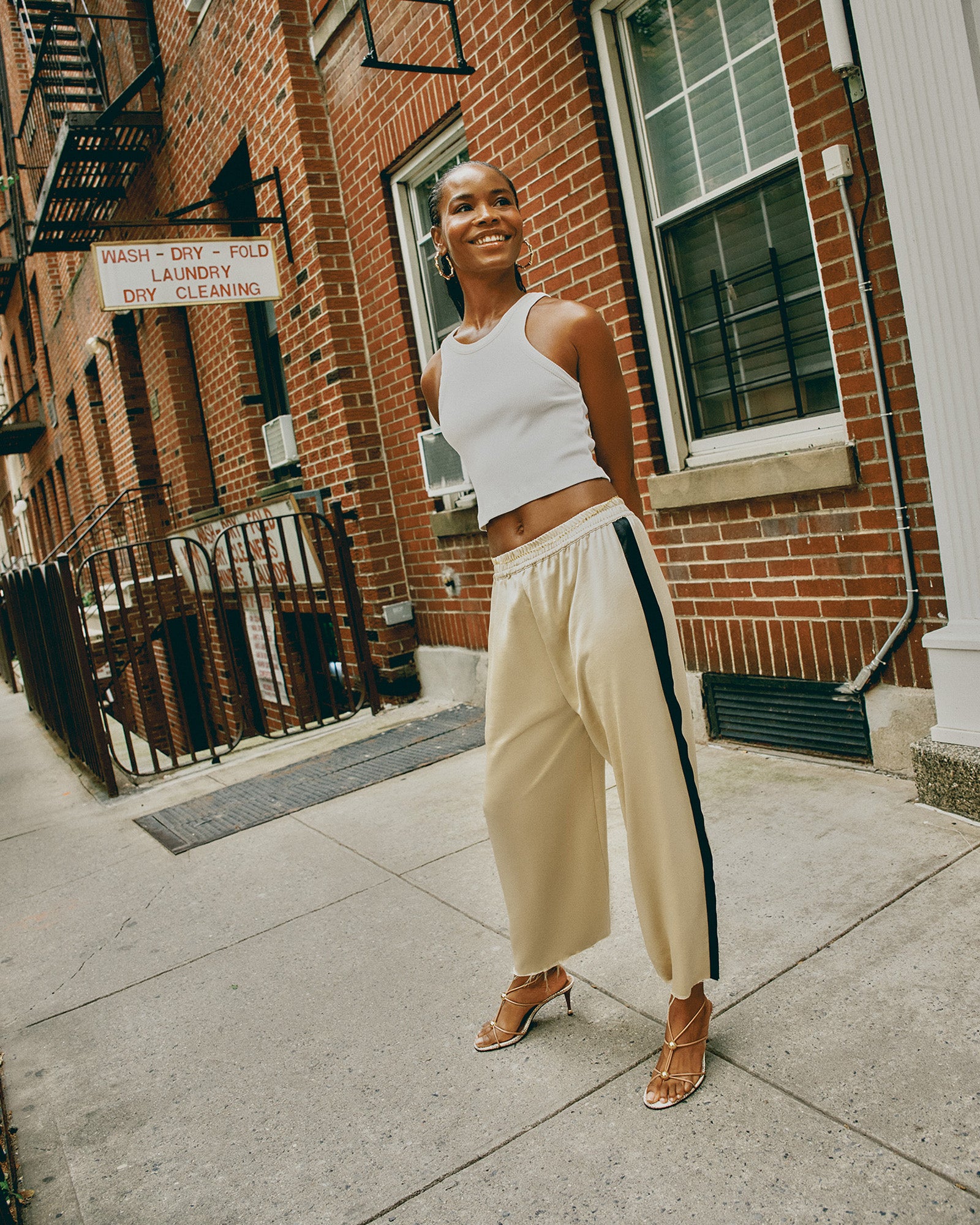 パンツ andmary Highwaist ribbon pants beige S ANDMARY】Highwaist ribbon pants