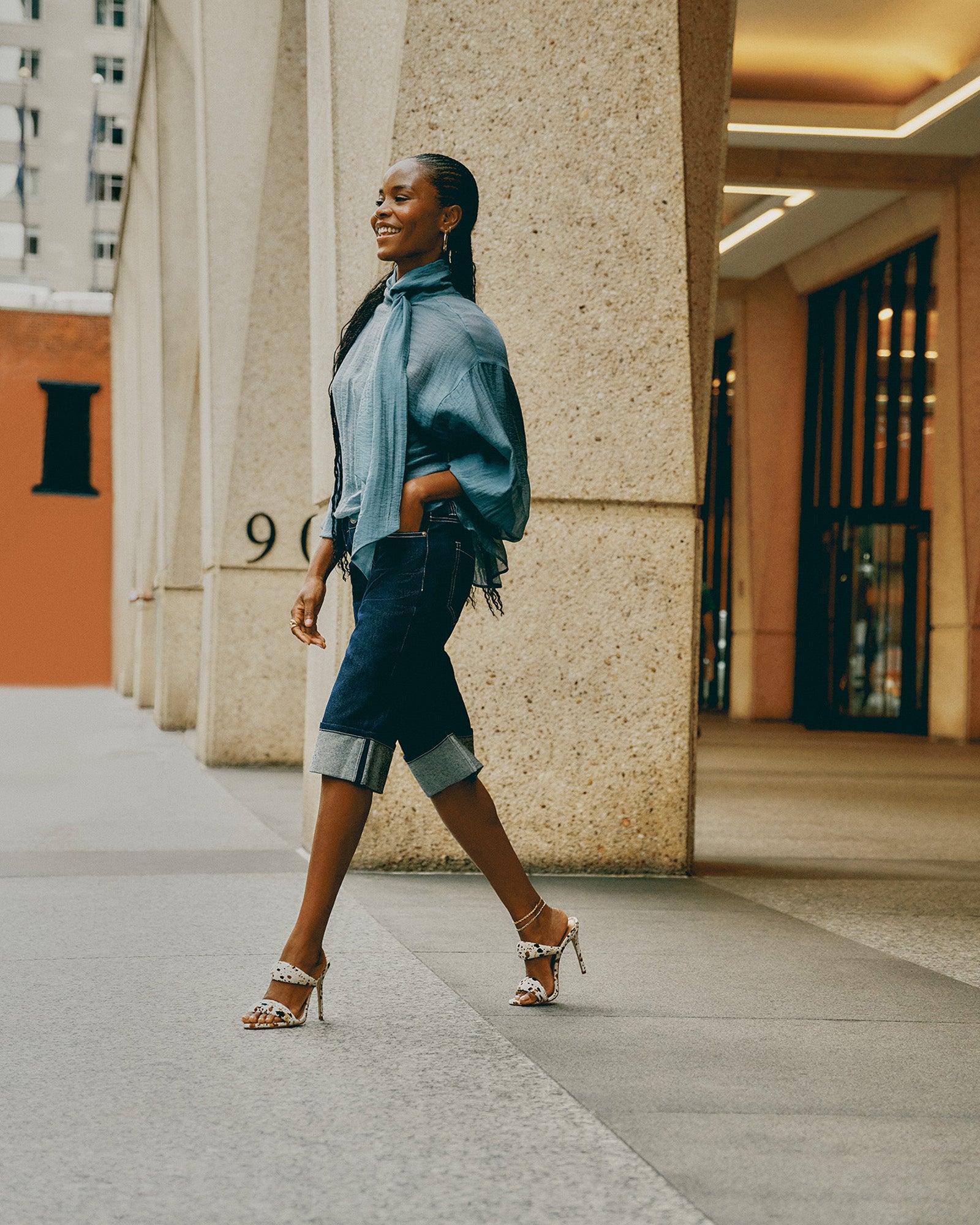 Mules Outfit Summer Street Style Short Heel Mules Cow Print Shoes