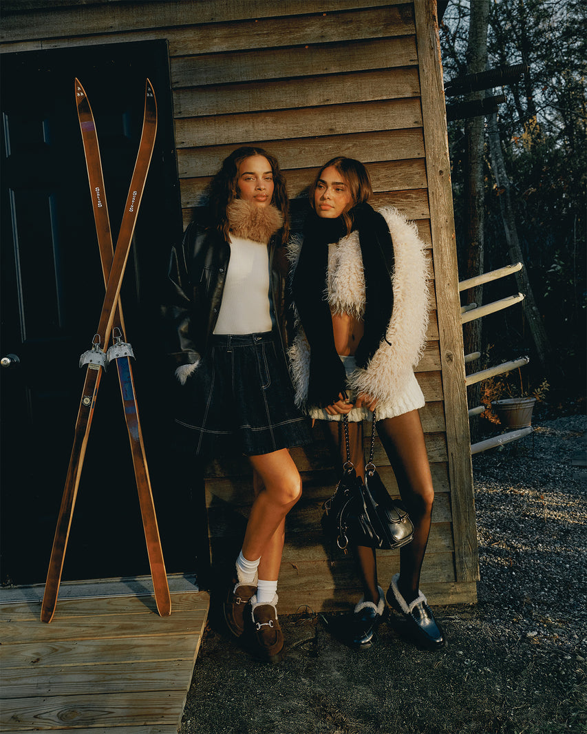 MADISON FAUX FUR BLACK LEATHER