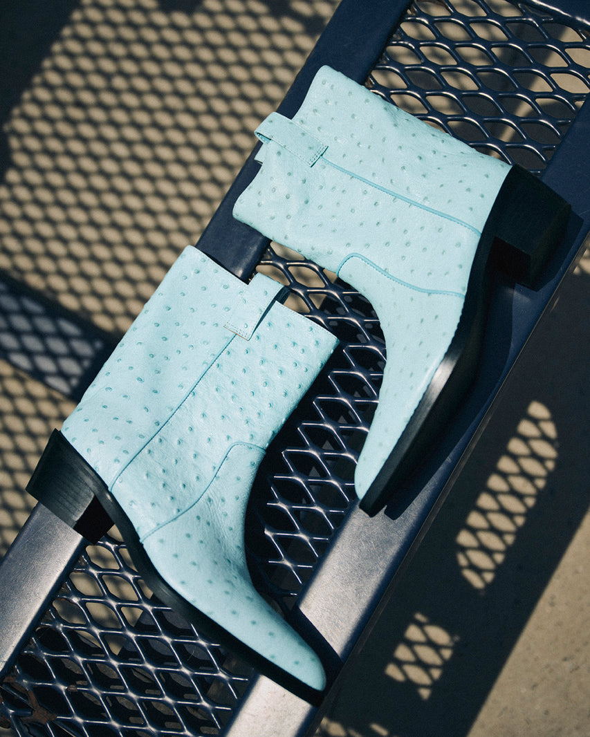 VINNY OSTRICH TURQUOISE LEATHER - view 7