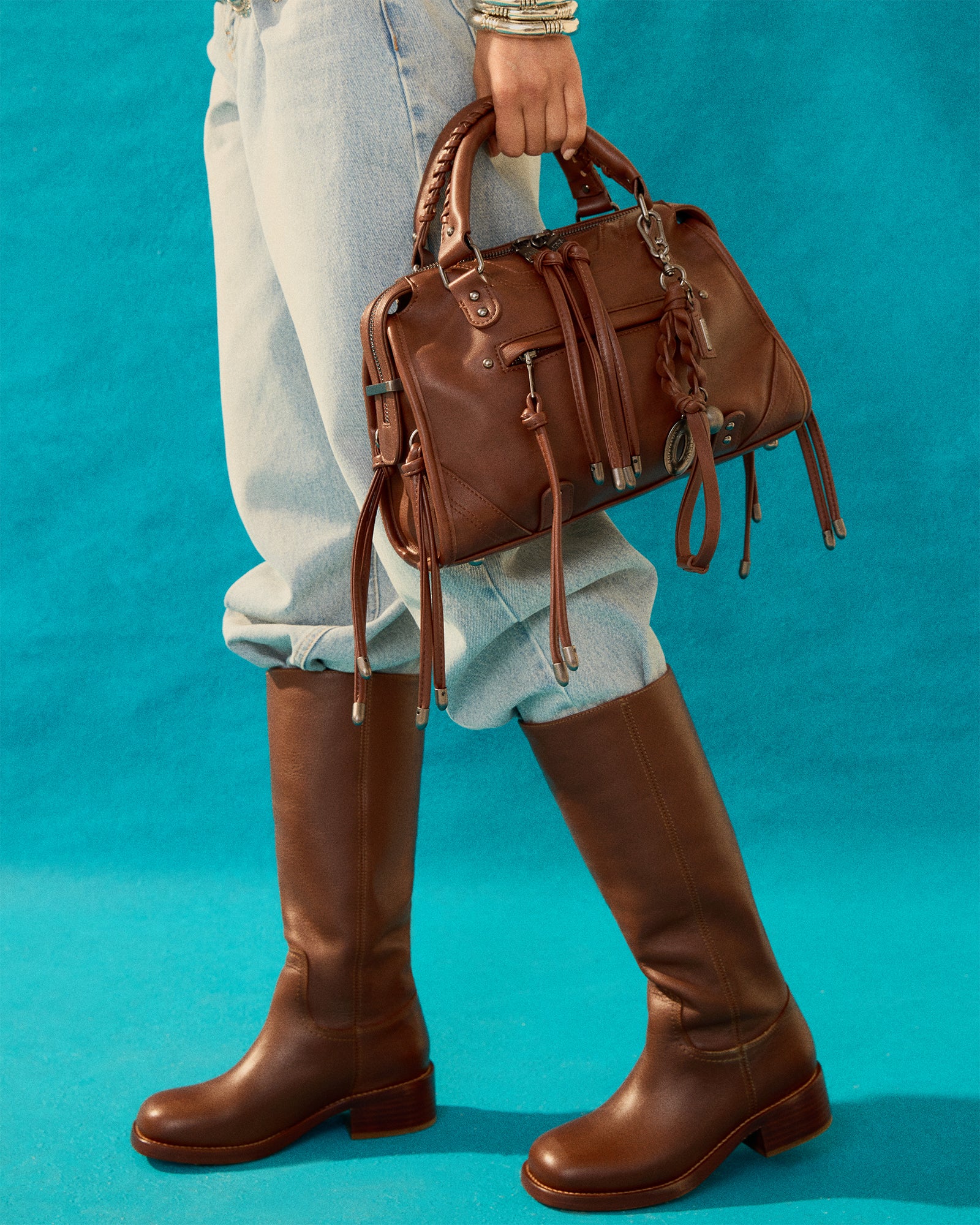 RIGGS BAG RUST Slouchy Top-Handle Crossbody Satchel Handbag
