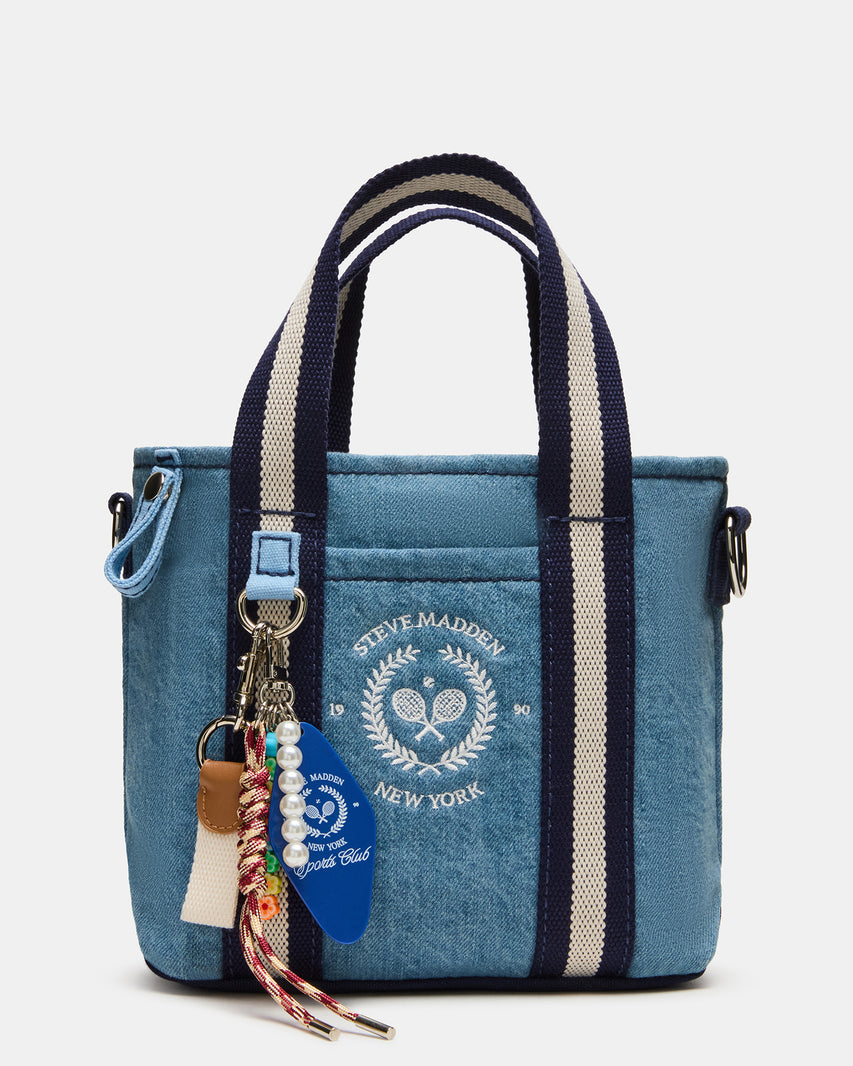 COLLEGE Bag Denim Top-Handle Crossbody Tote Handbag | Steve Madden
