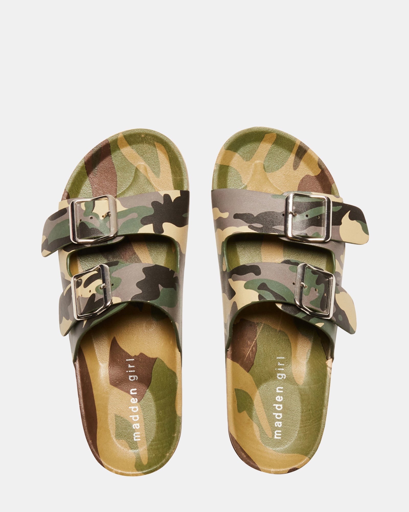 Ajio Steve Madden Camouflage Slide Sandals Buy Olive Green Flat