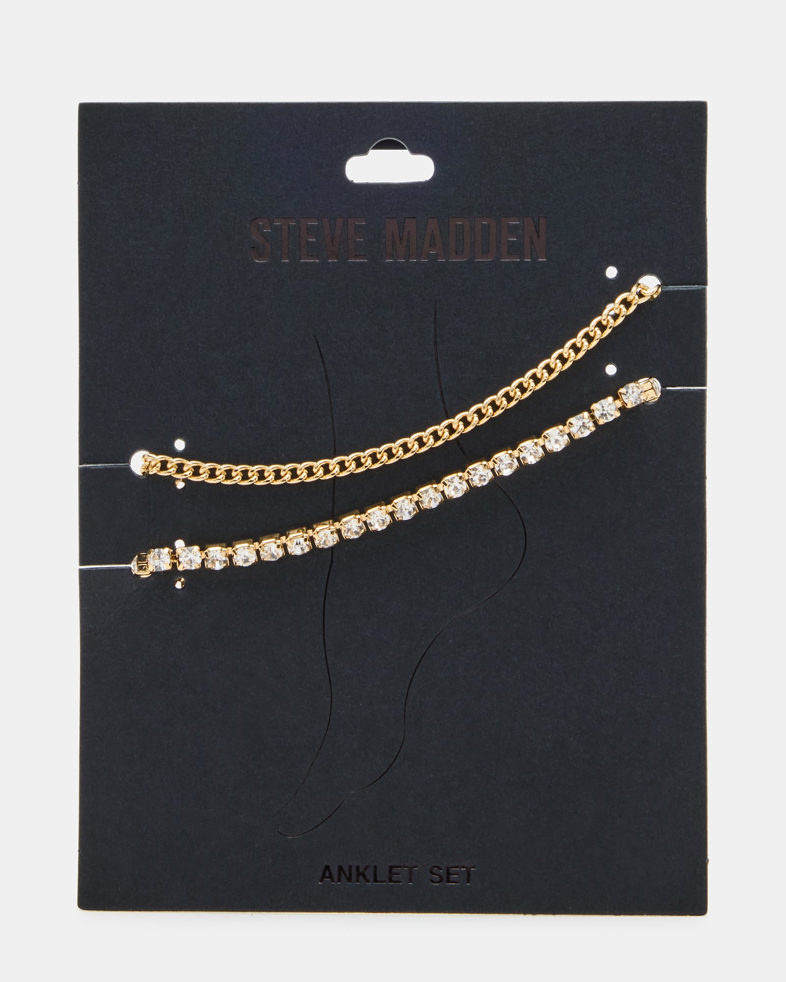 2-PIECE RHINESTONE CHAIN ANKLET SET Women's Embellished Chain Anklet Set | Steve Madden