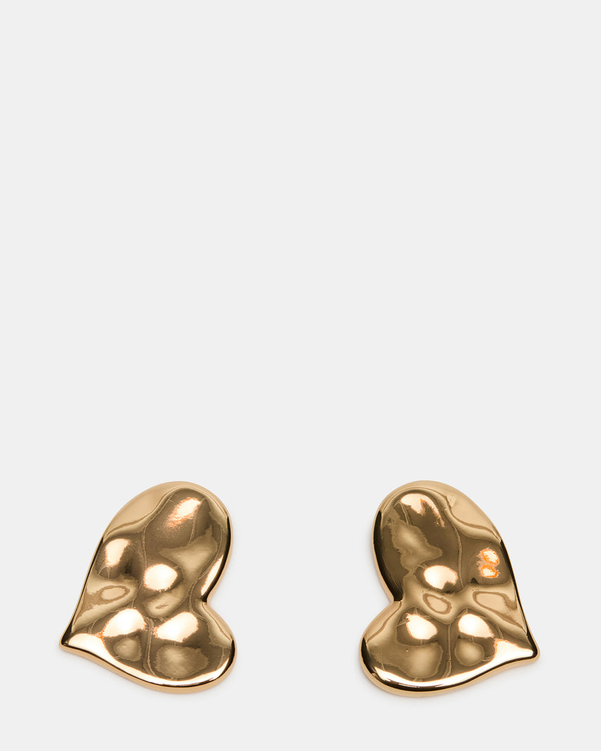TEXTURED HEART STUD EARRINGS GOLD Women's Textured Heart Stud Earrings | Steve Madden