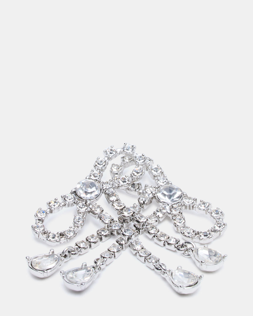 RHINESTONE BOW EARRINGS SILVER