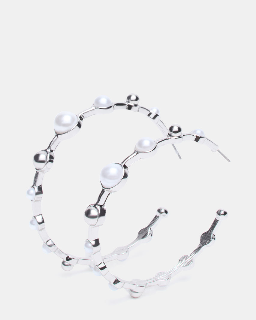 PEARL HOOP EARRINGS SILVER