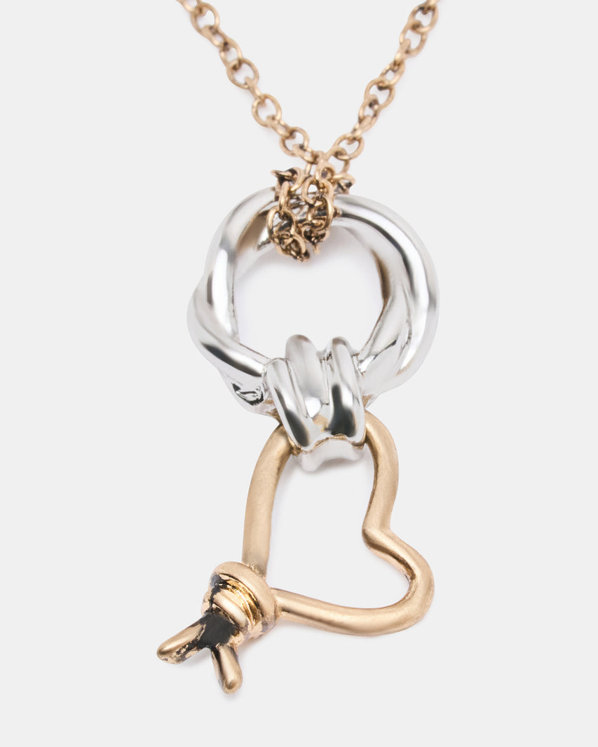 TWO TONE KNOT HEART PENDANT NECKLACE