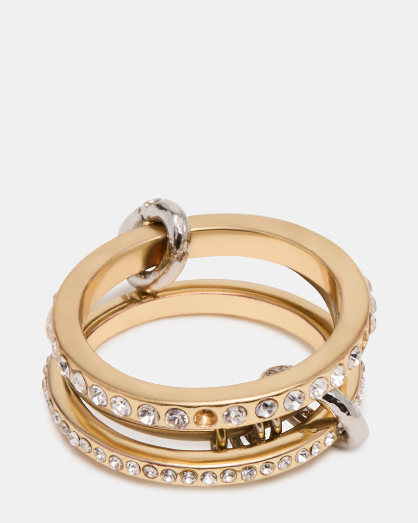 STACKED RHINESTONE RING GOLD MULTI - view 2
