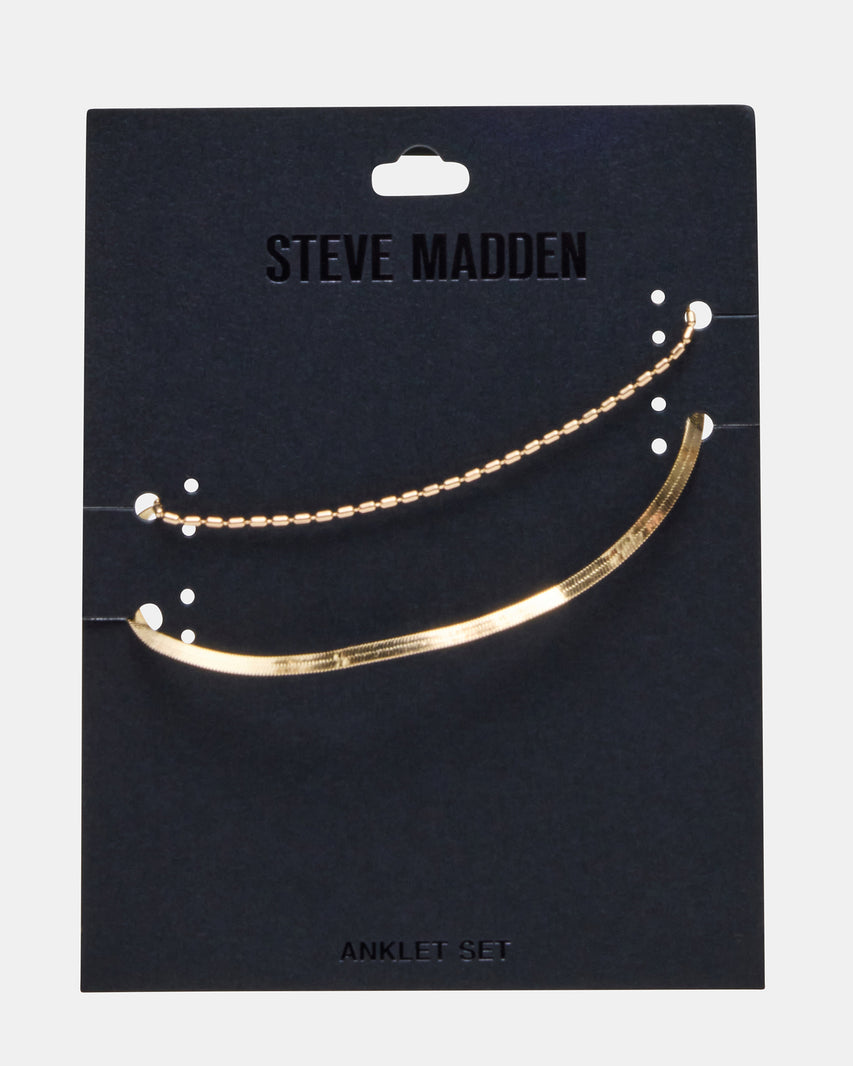 HERRINGBONE CHAIN ANKLET SET GOLD Women's Anklet | Steve Madden
