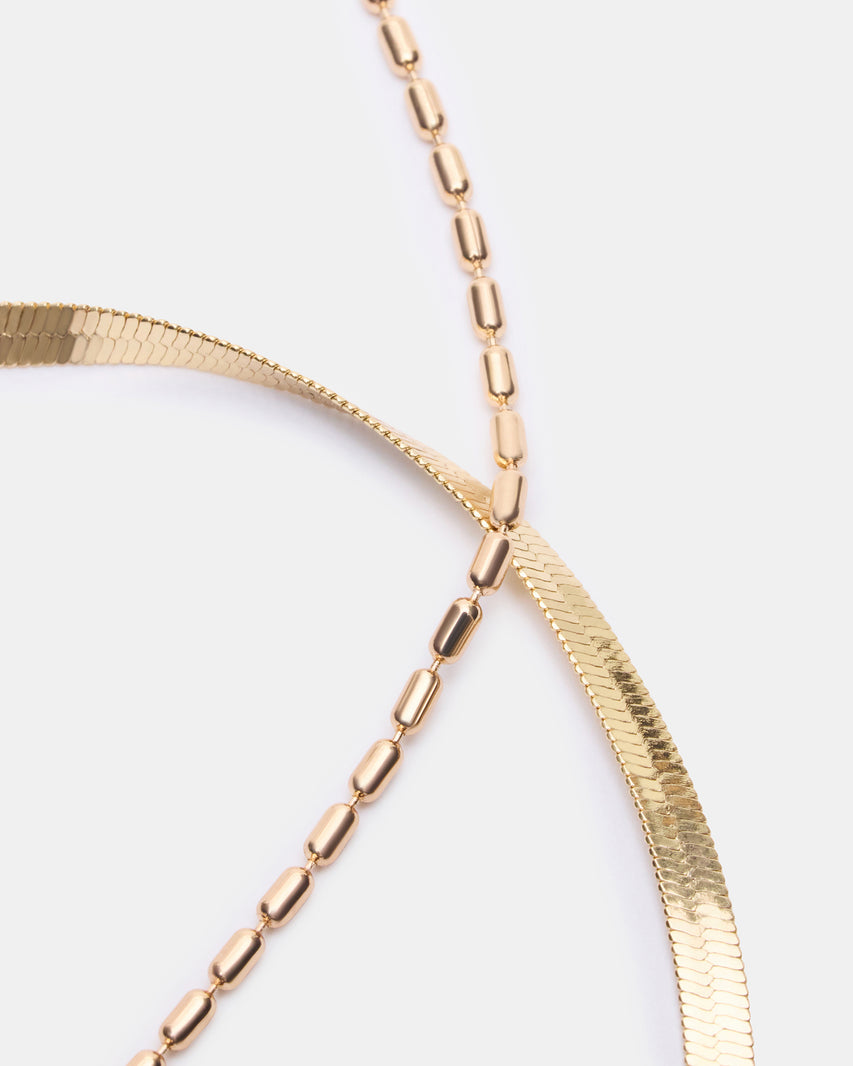 HERRINGBONE CHAIN ANKLET SET GOLD