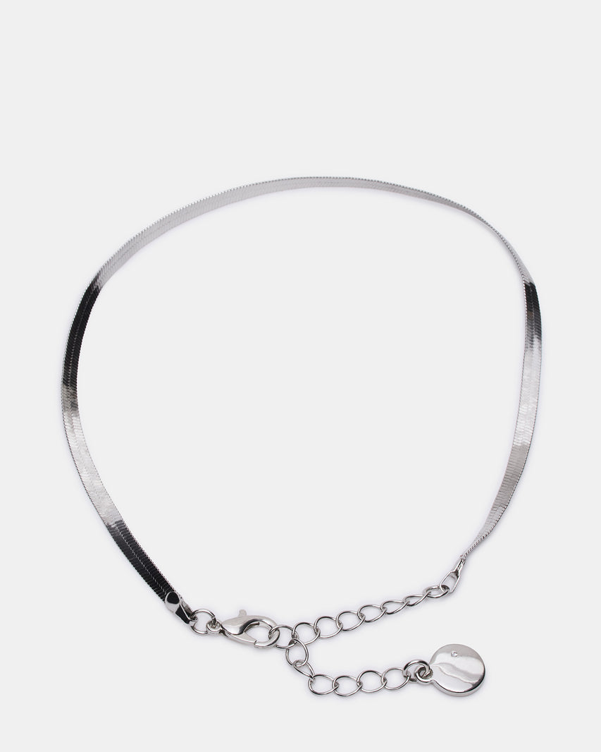 HERRINGBONE CHAIN ANKLET SET SILVER