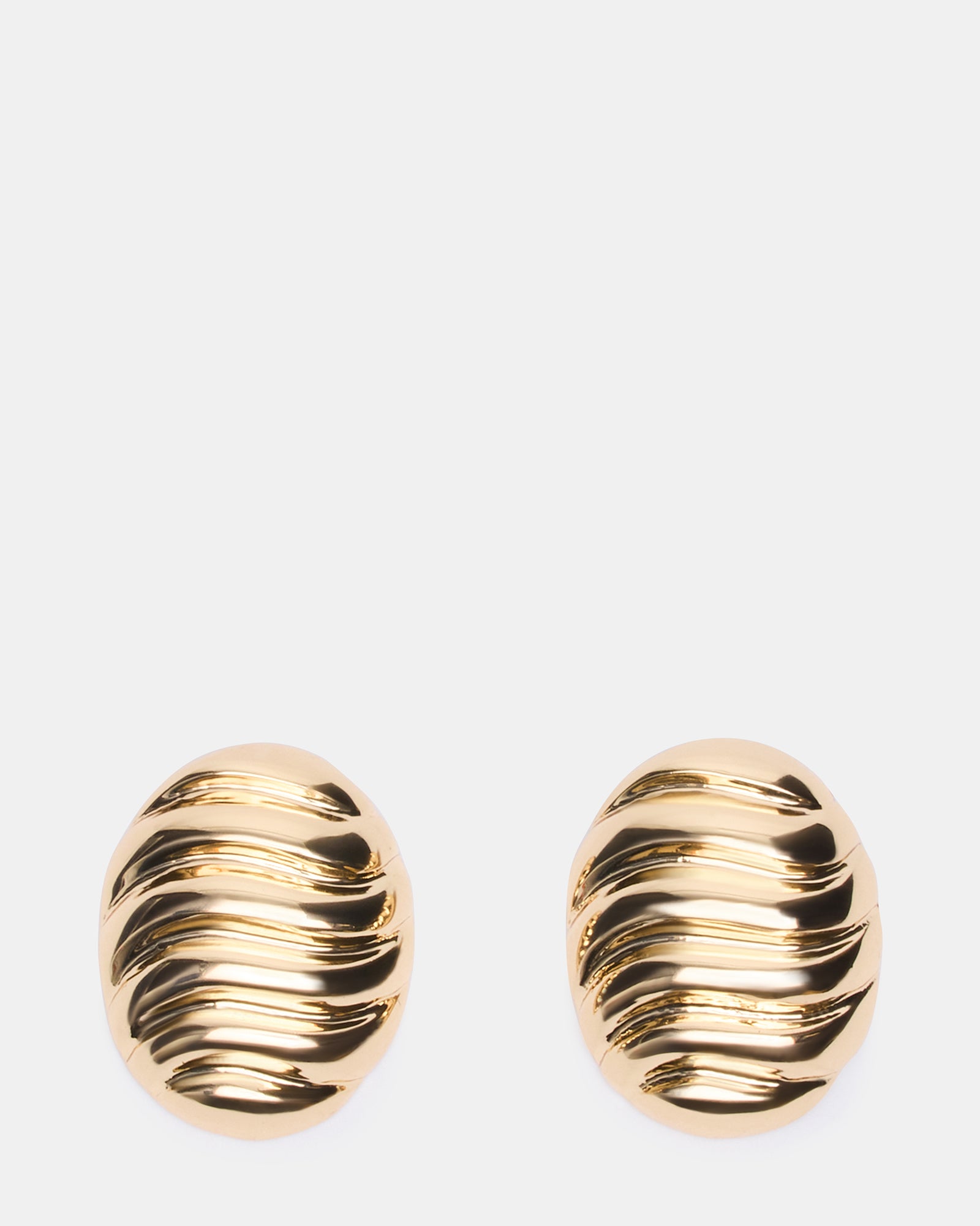GROOVED CIRCULAR STUD EARRINGS GOLD Women's Sculpted Grooved Stud Earrings | Steve Madden