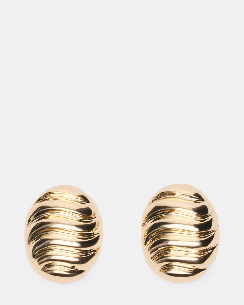 GROOVED CIRCULAR STUD EARRINGS GOLD Women's Sculpted Grooved Stud Earrings | Steve Madden