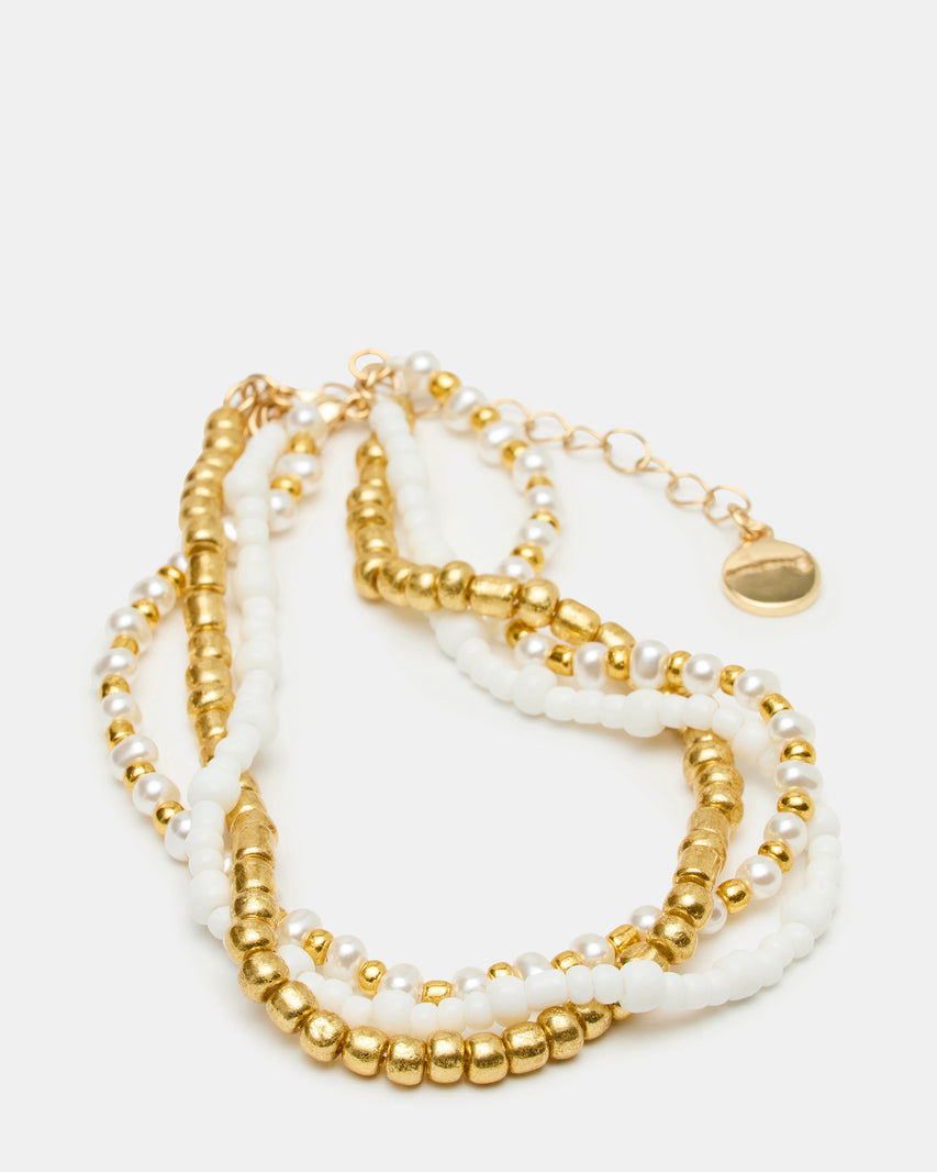 MIXED BEAD ANKLET SET PEARL - view 2