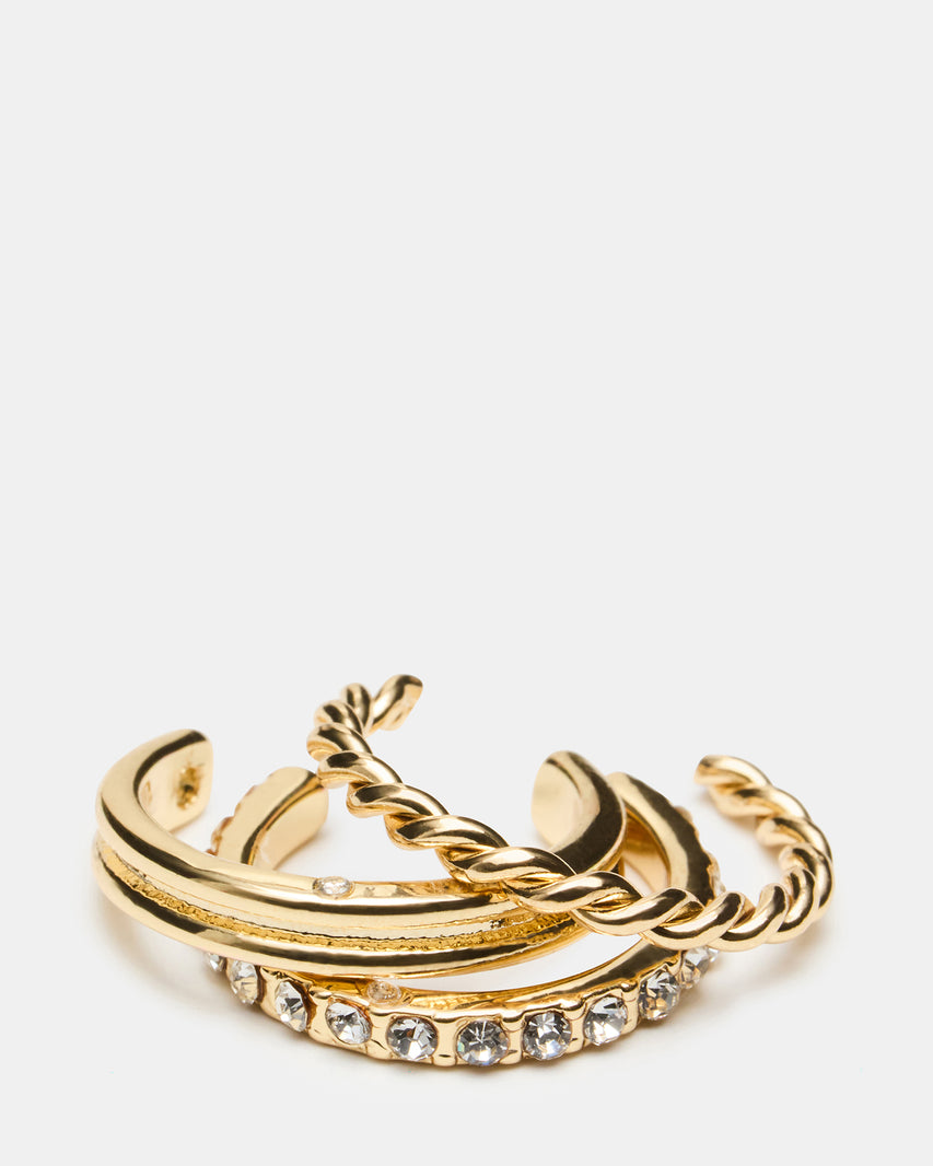 EMBELLISHED Gold Rhinestone Textured Women's Toe Ring Set | Steve Madden
