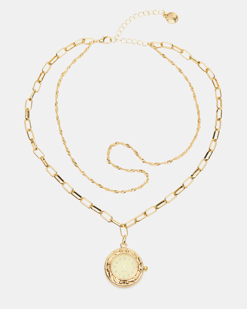 WATCH PENDANT NECKLACE GOLD - view 3