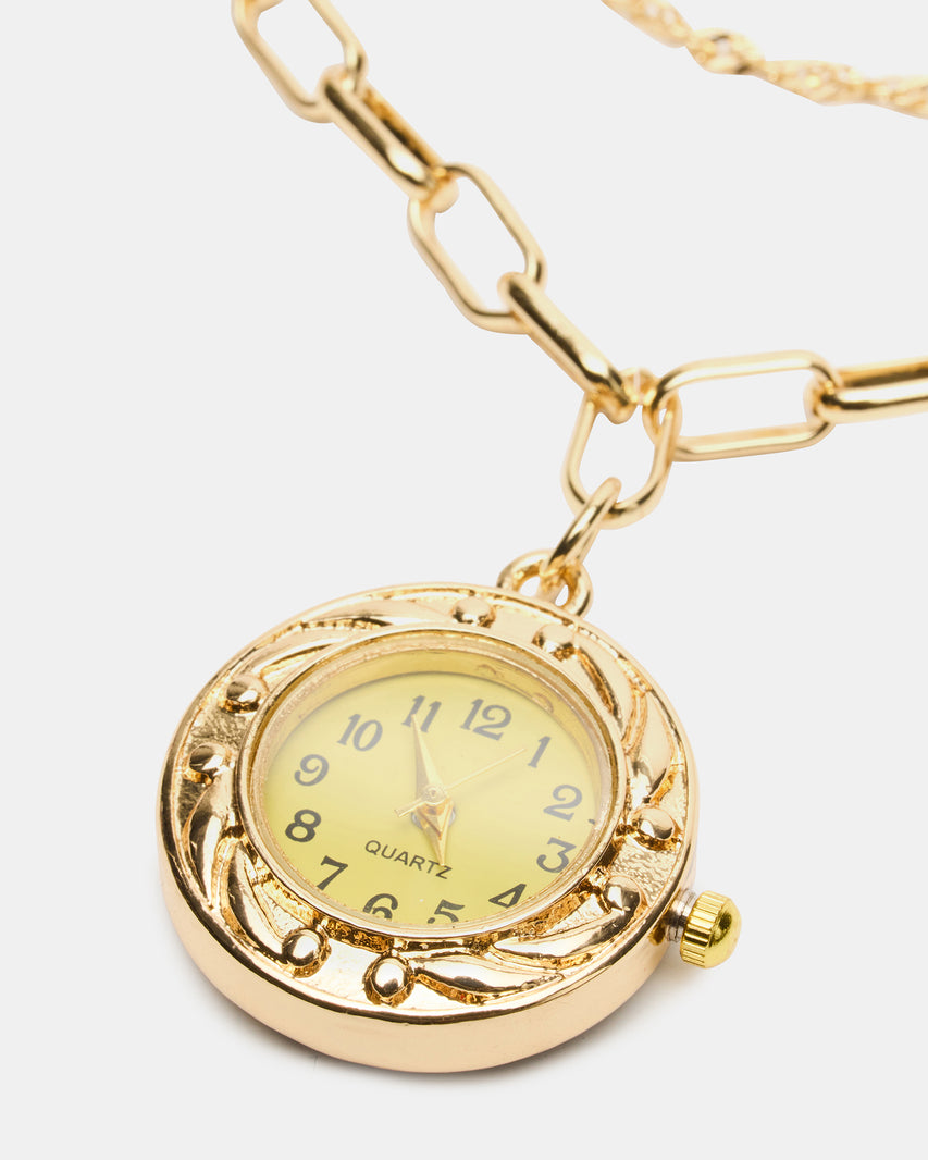 WATCH PENDANT NECKLACE GOLD - view 2