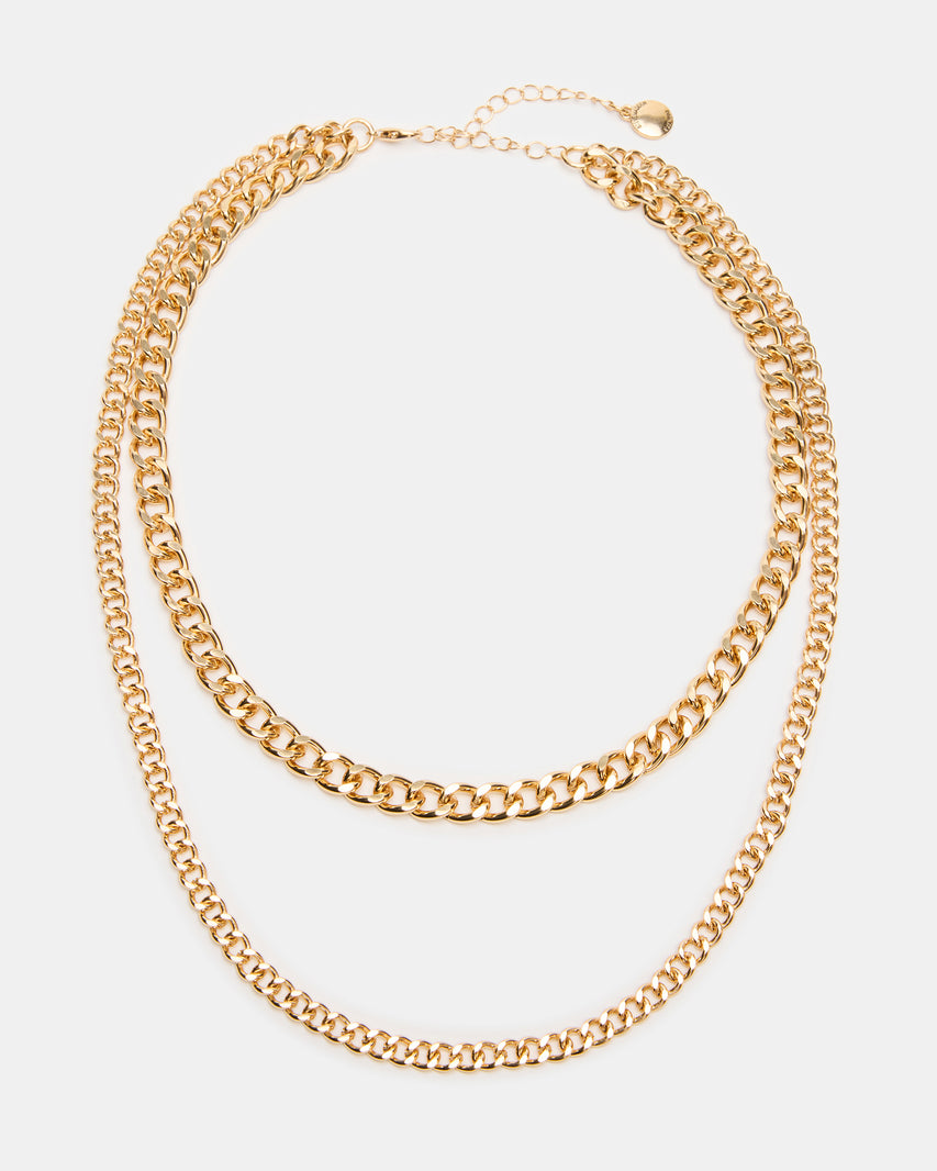 MULTI-ROW LINK CHAIN NECKLACE GOLD