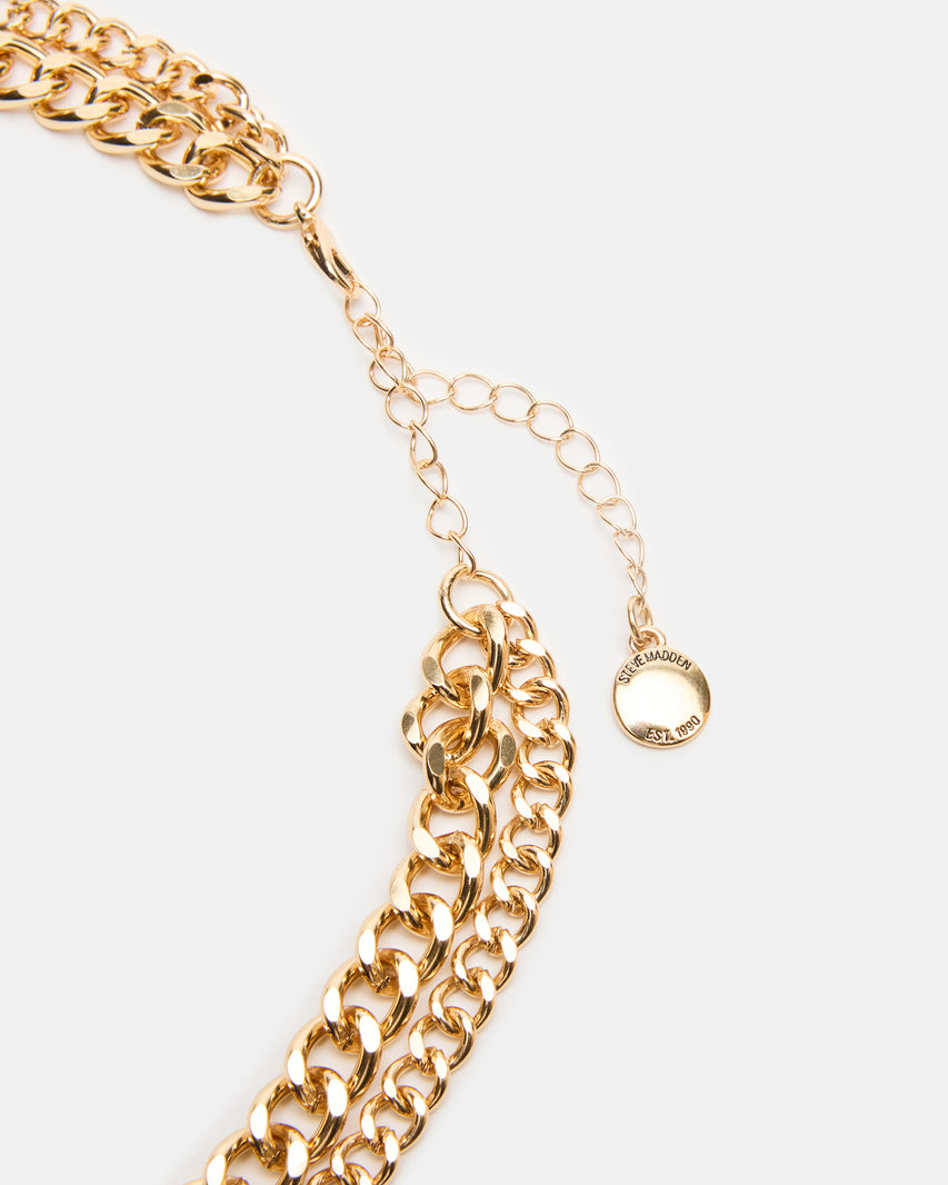MULTI-ROW LINK CHAIN NECKLACE GOLD - view 2