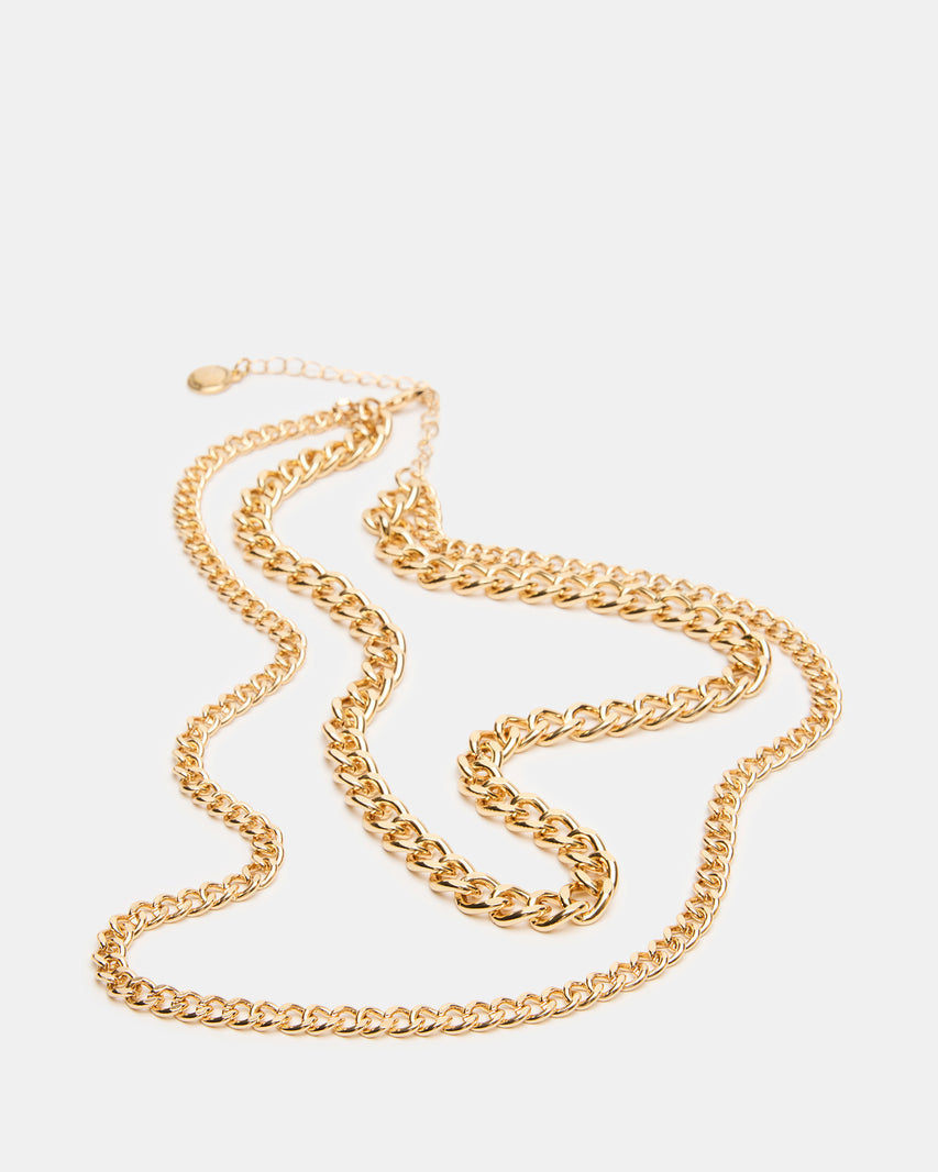 MULTI-ROW LINK CHAIN NECKLACE GOLD - view 3
