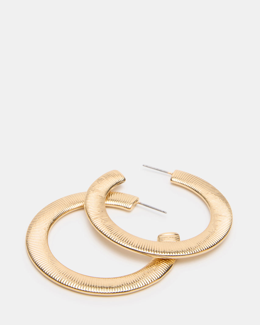 TEXTURED HOOP EARRINGS GOLD - view 2
