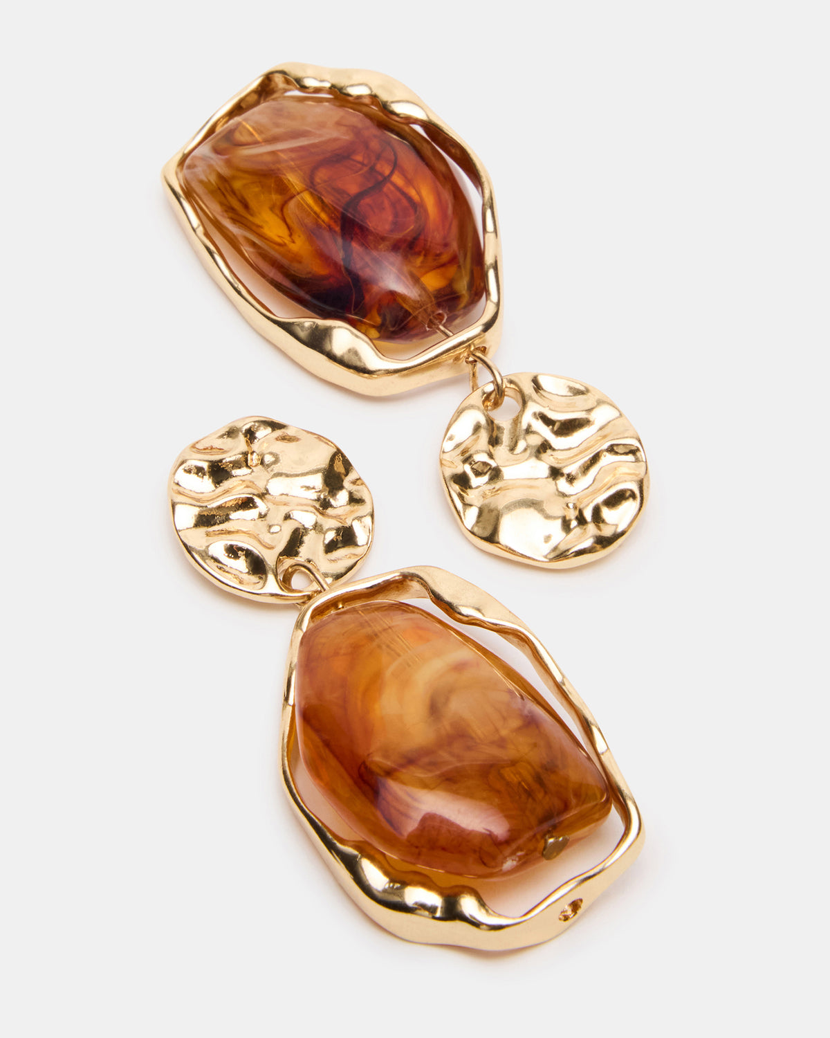 STONE DOUBLE DROP EARRINGS BROWN - view 3