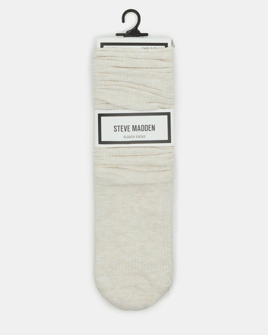SLOUCHY RIB SOCKS OATMEAL HEATHER
