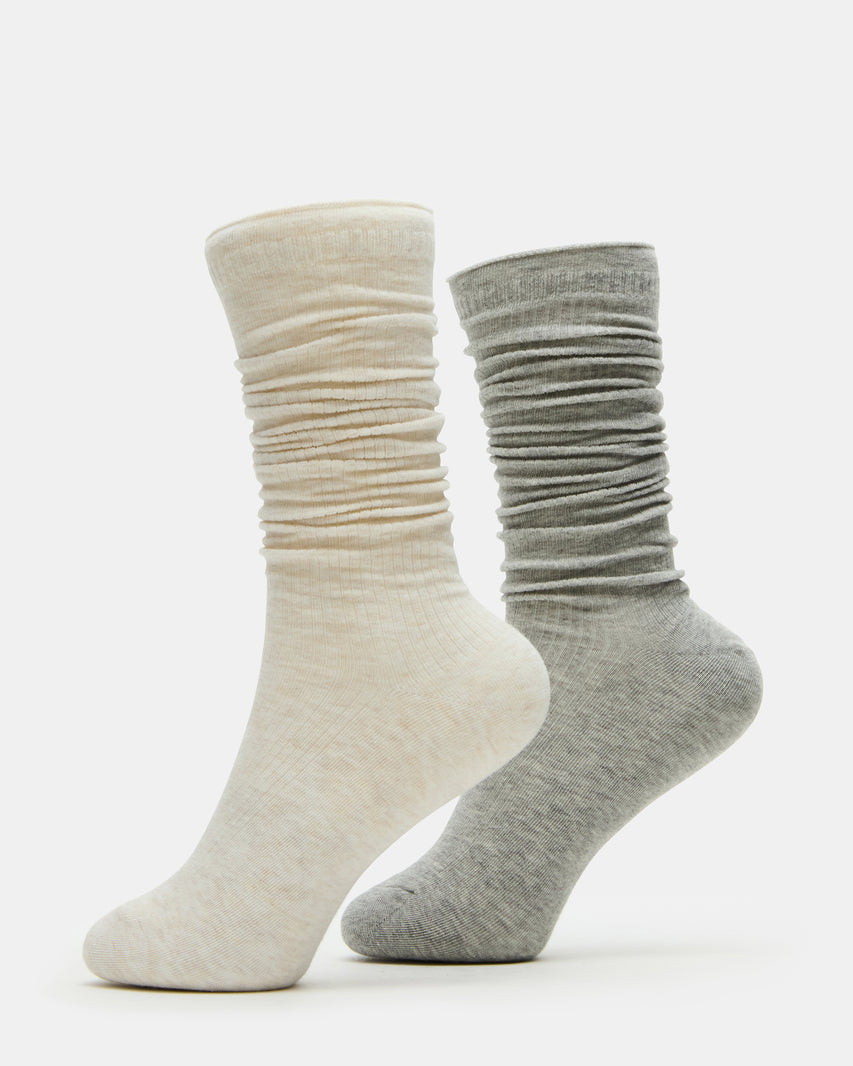 SLOUCHY RIB SOCKS OATMEAL HEATHER