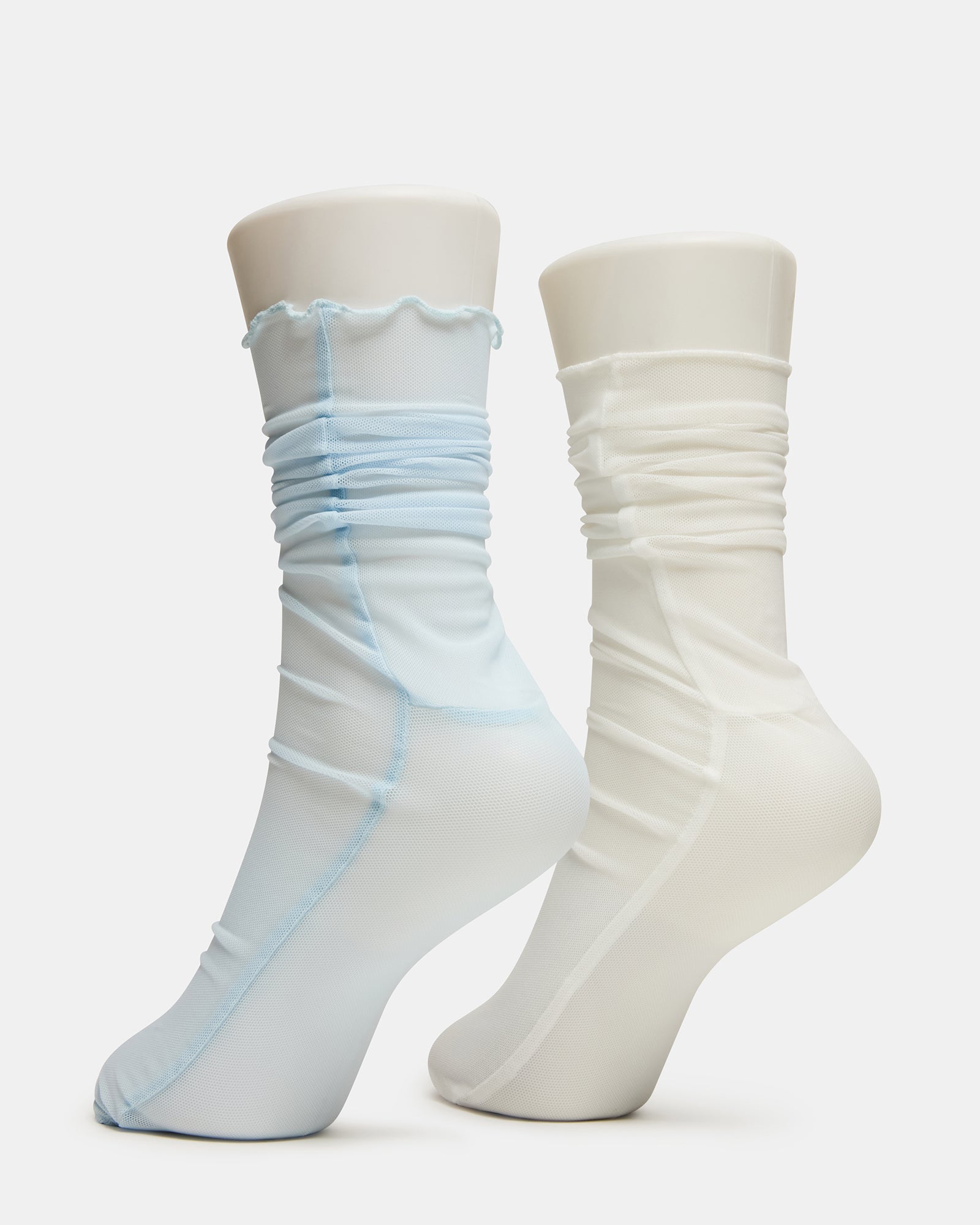 2 PACK SOFIA SOLID MESH CREW SOCKS LIGHT BLUE Women's Crew Socks | Steve Madden