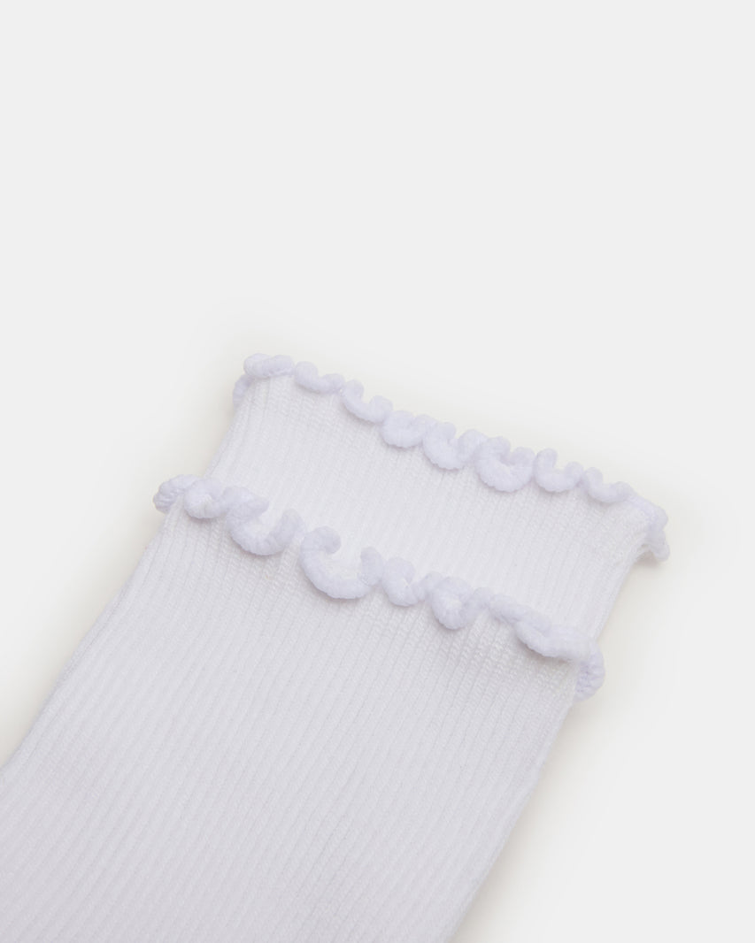2 PACK LETTUCE EDGE RIB ANKLET SOCKS WHITE - view 2