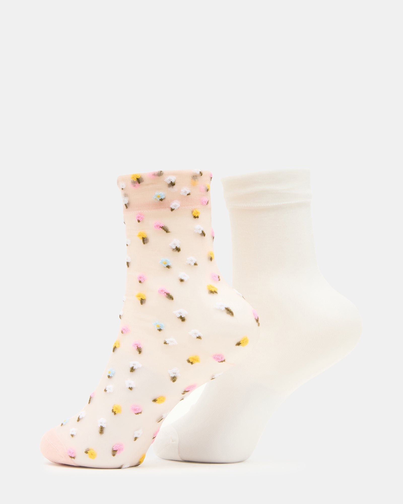 2 WILDFLOWER PACK TULLE SOCKS BLUSH Women's Anklet Socks | Steve Madden