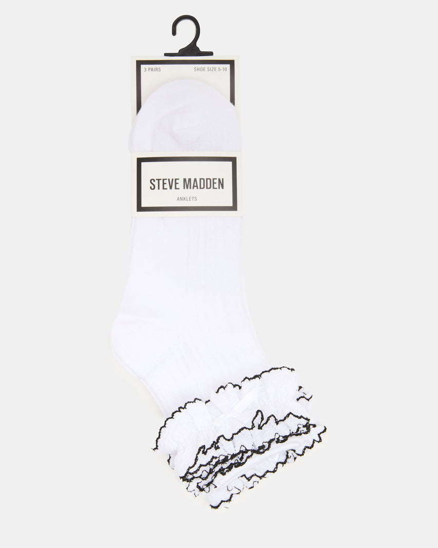2 PACK AVA RUFFLE SOCKS WHITE