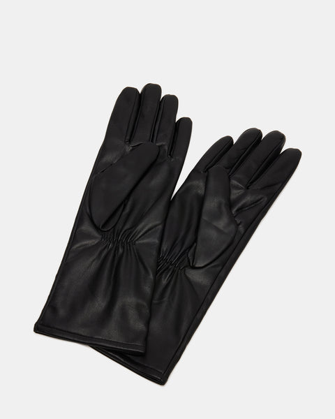 FAUX LEATHER FOREARM GLOVES BLACK
