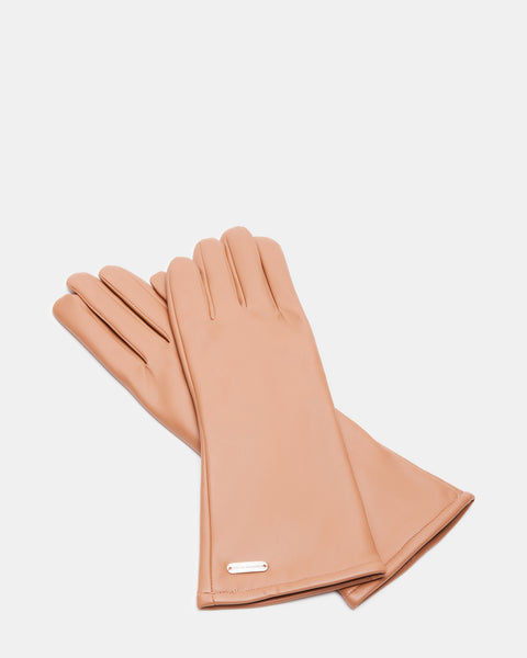 FAUX LEATHER FOREARM GLOVES TAN