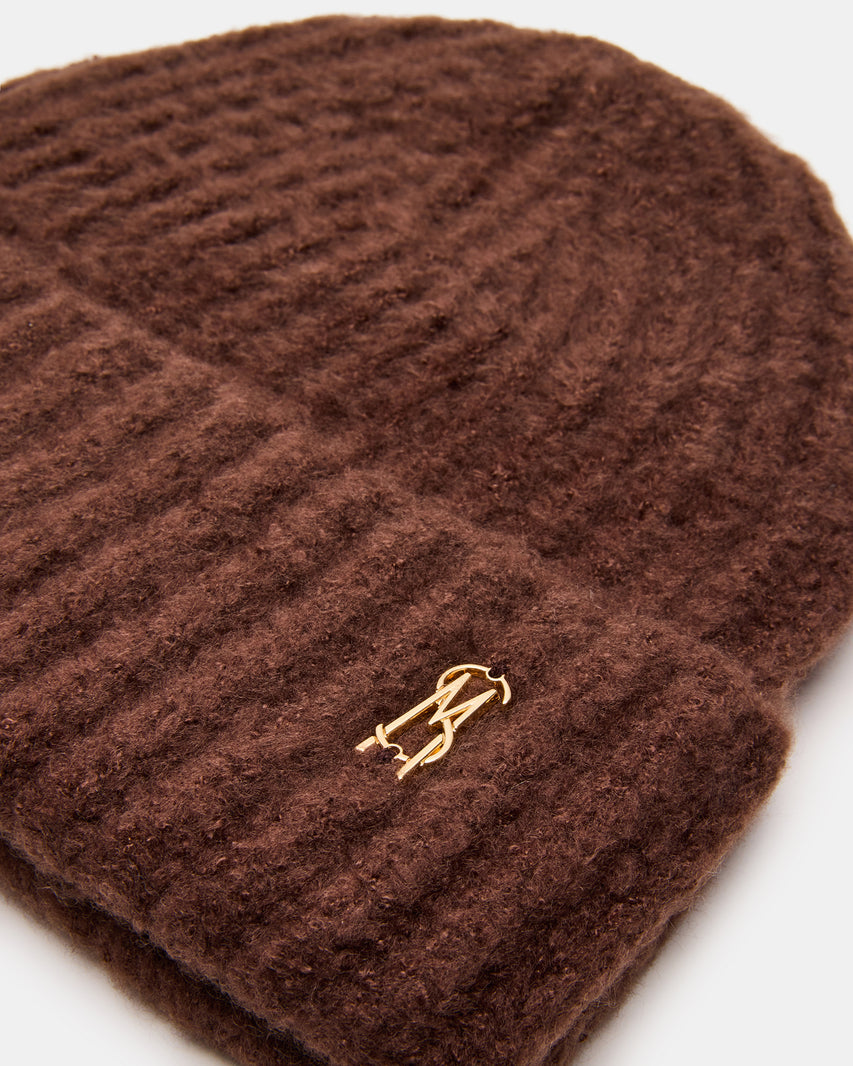 LOGO BEANIE DARK BROWN