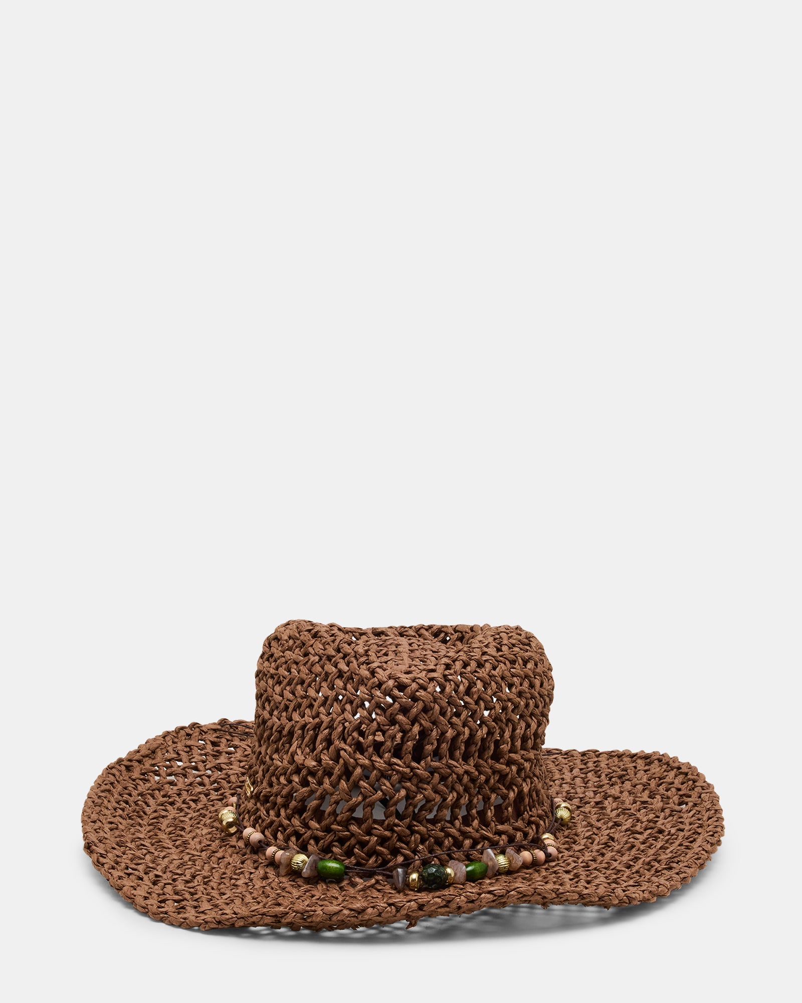 LEI BEADED TRIM WESTERN HAT Chocolate Women's Cowboy Hat | Steve Madden