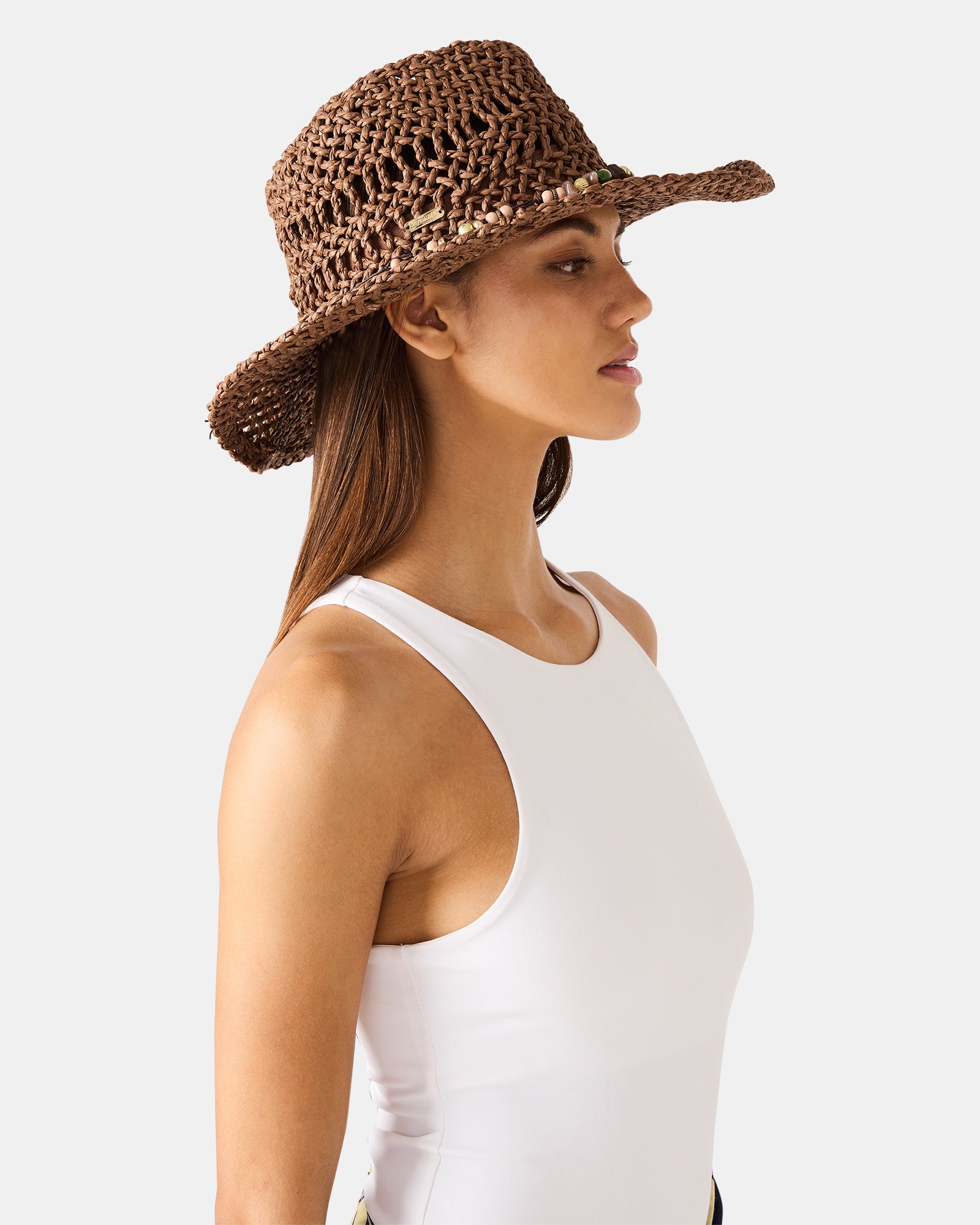 LEI BEADED TRIM WESTERN HAT CHOCOLATE - view 5