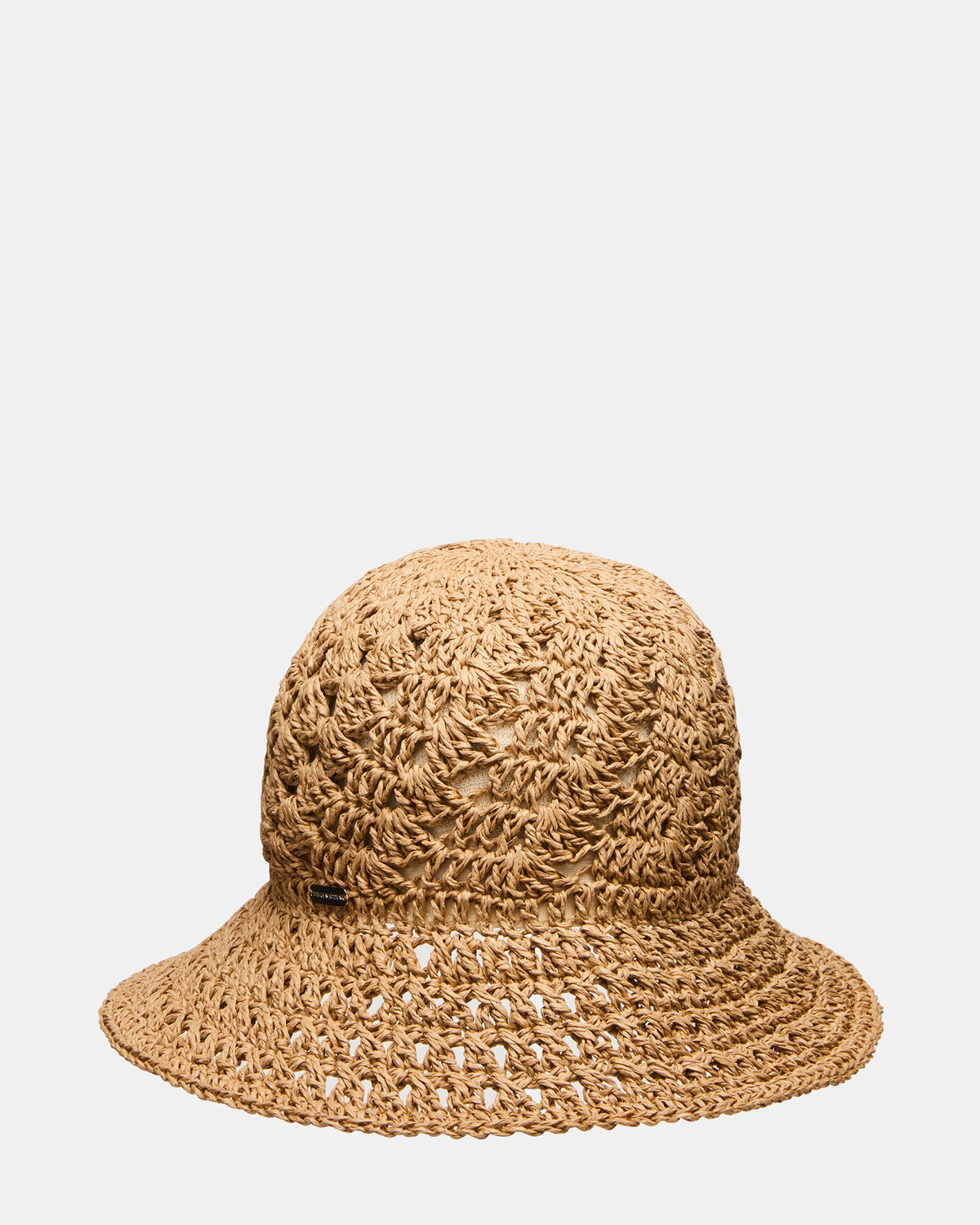 NWT On 34th Women’s Woven Straw Bucket Adjustable Hat, Tan & Black Contrast Edge Women main image 3