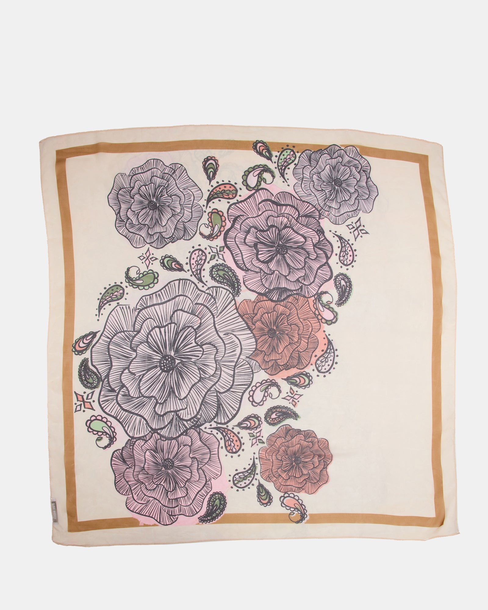 BOHO FLORAL SQUARE SCARF IVORY - view 2