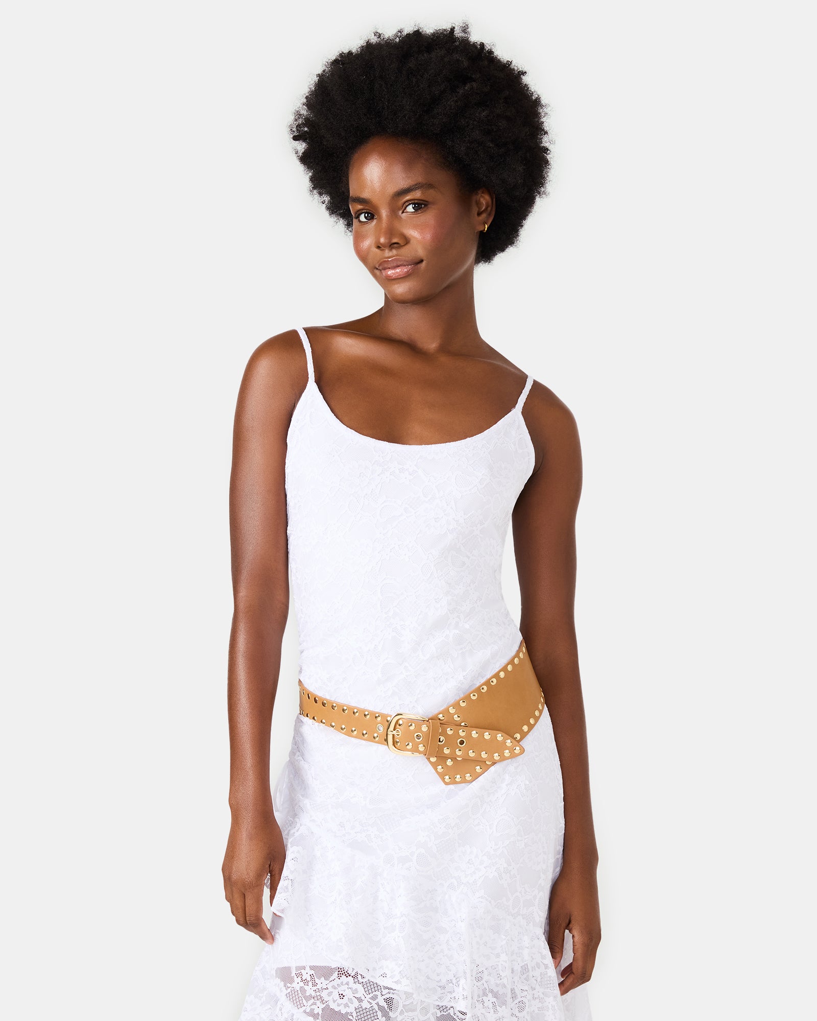 STUDDED WIDE WAIST BELT BROWN - view 2