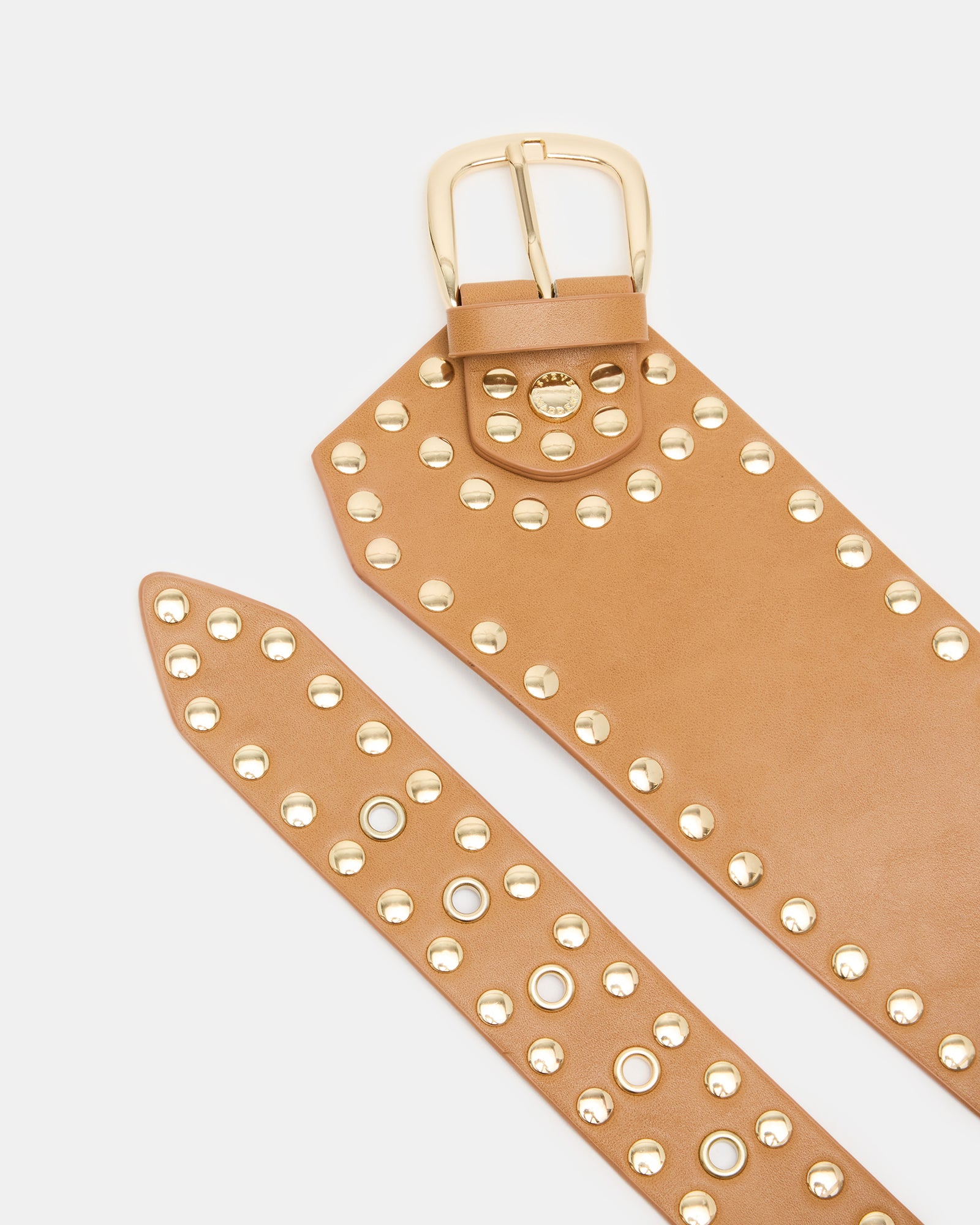 STUDDED WIDE WAIST BELT BROWN - view 4