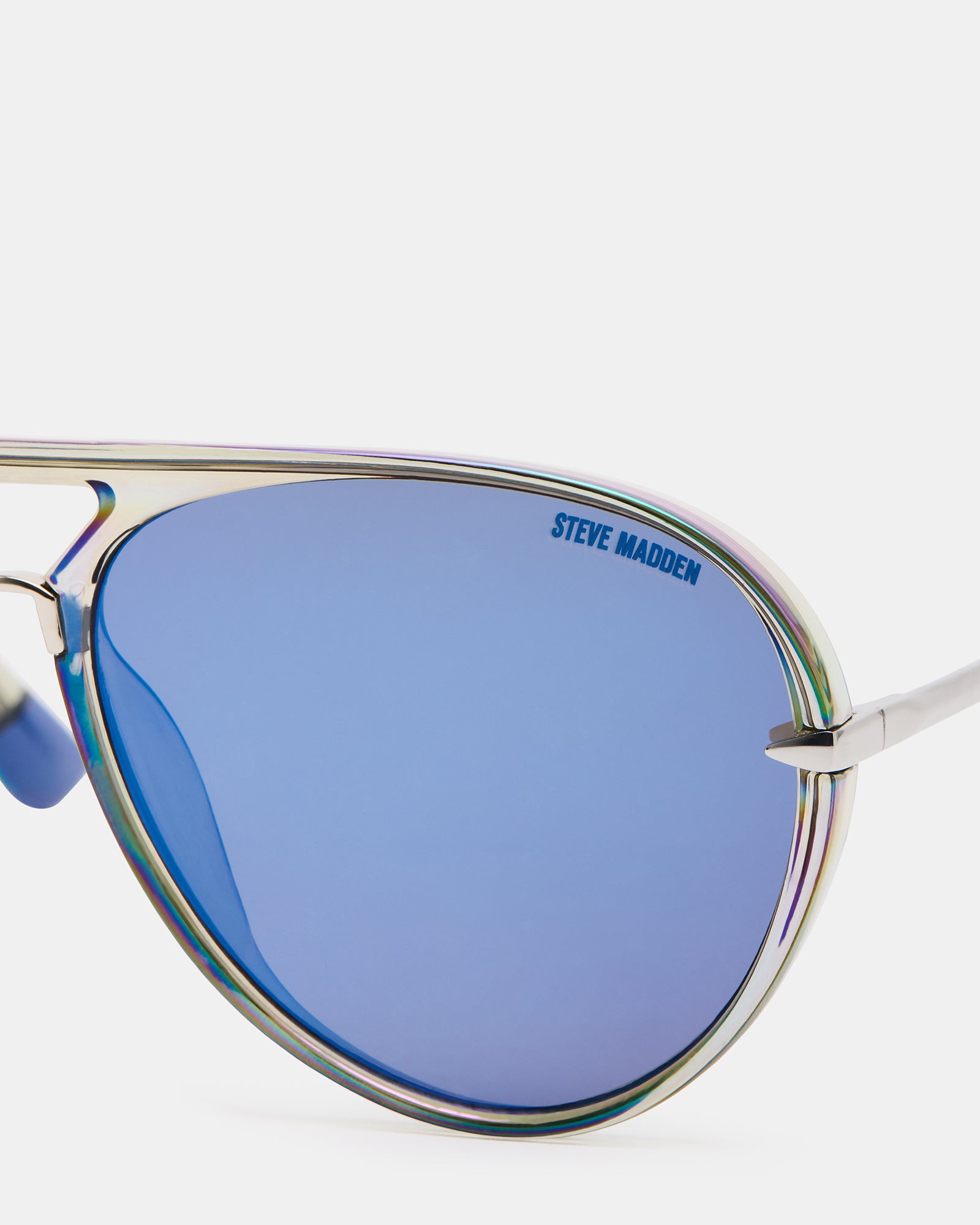 NUNCIO SUNGLASSES Grey Iridescent Blue Flash Aviator Sunglasses