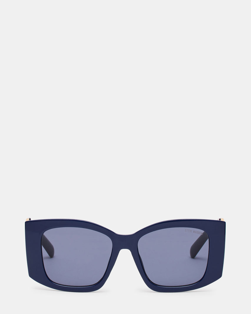 AGITHA Navy Frame Gold-Detail Rectangle Navy Lens Sunglasses | Steve Madden