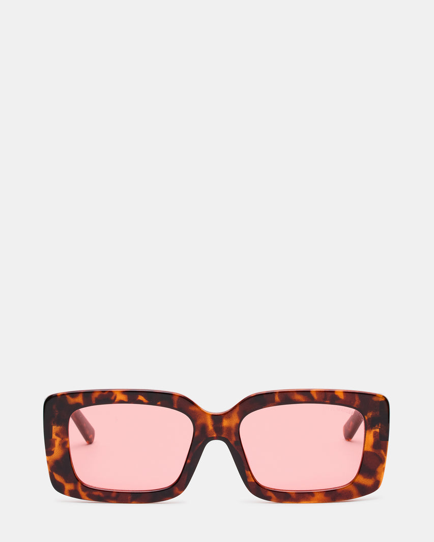 ASHLIN Tortoise Frame Rectangle Pink Lens Sunglasses | Steve Madden