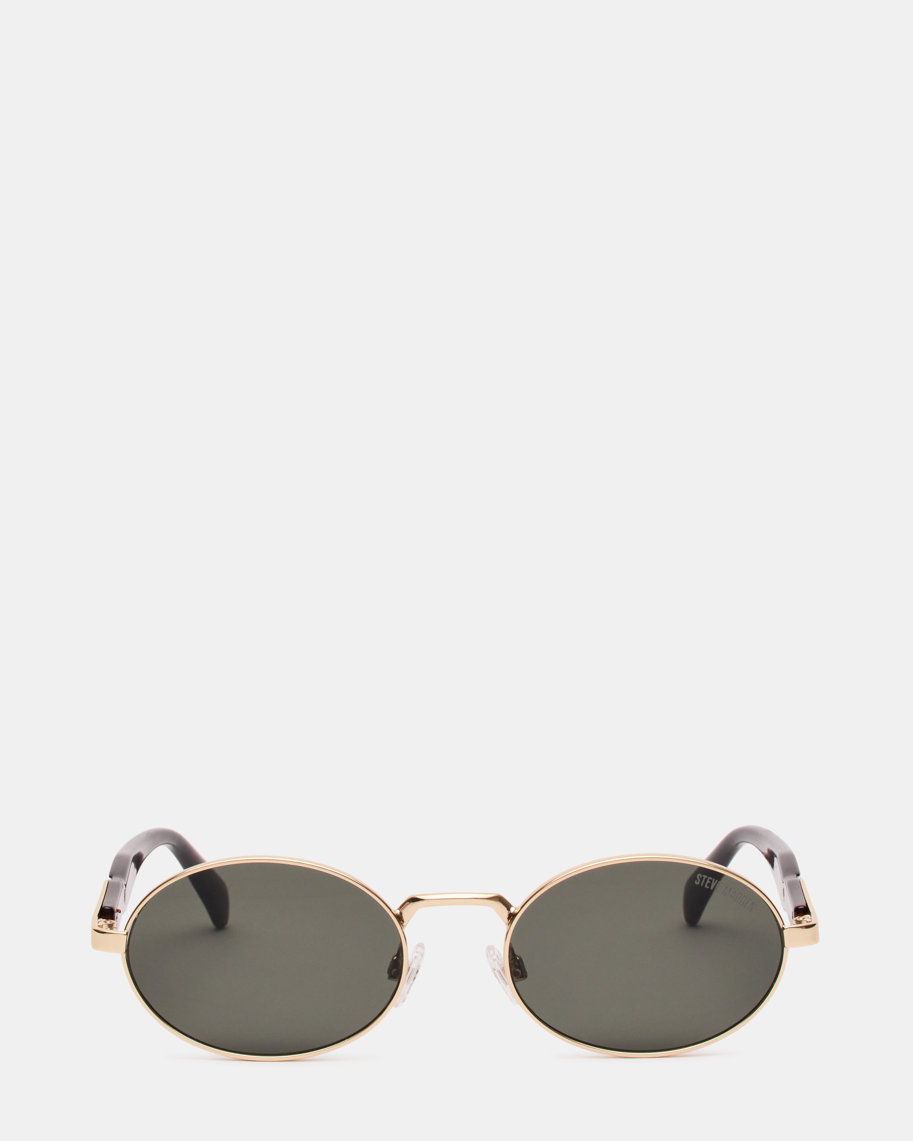 LANDY Gold Frame Oval Charcoal Lens Sunglasses | Steve Madden