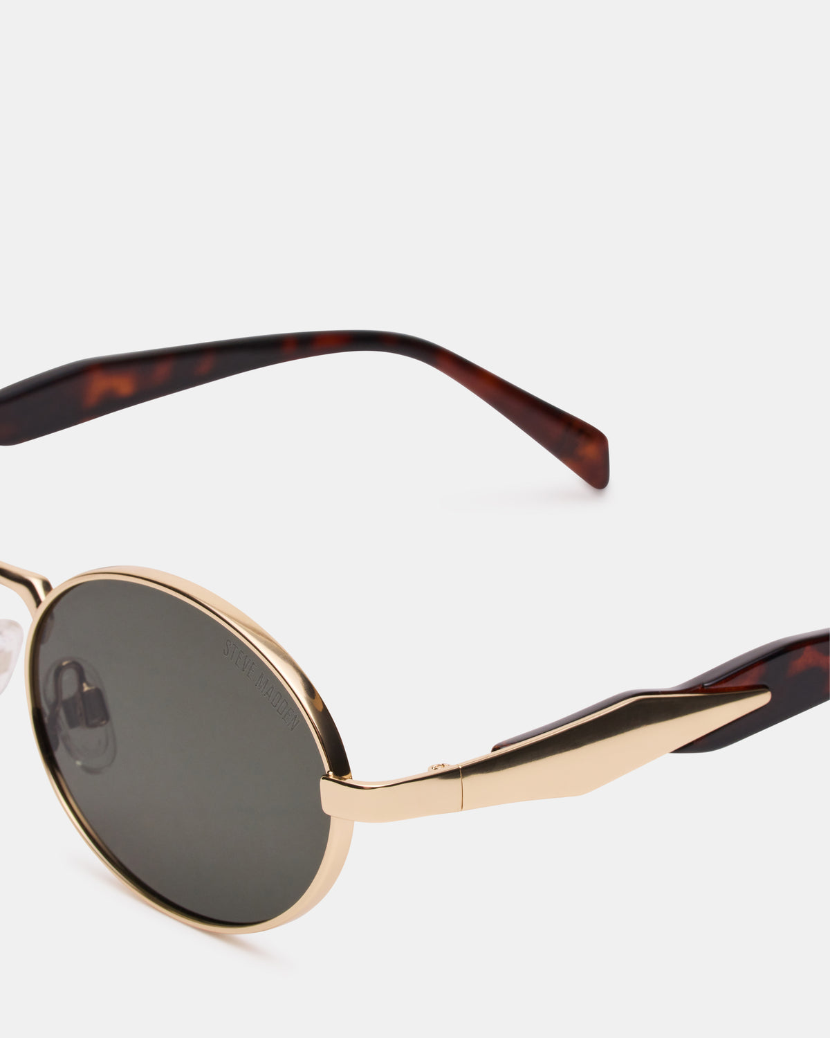 LANDY Gold Frame Oval Charcoal Lens Sunglasses – Steve Madden display picture 2